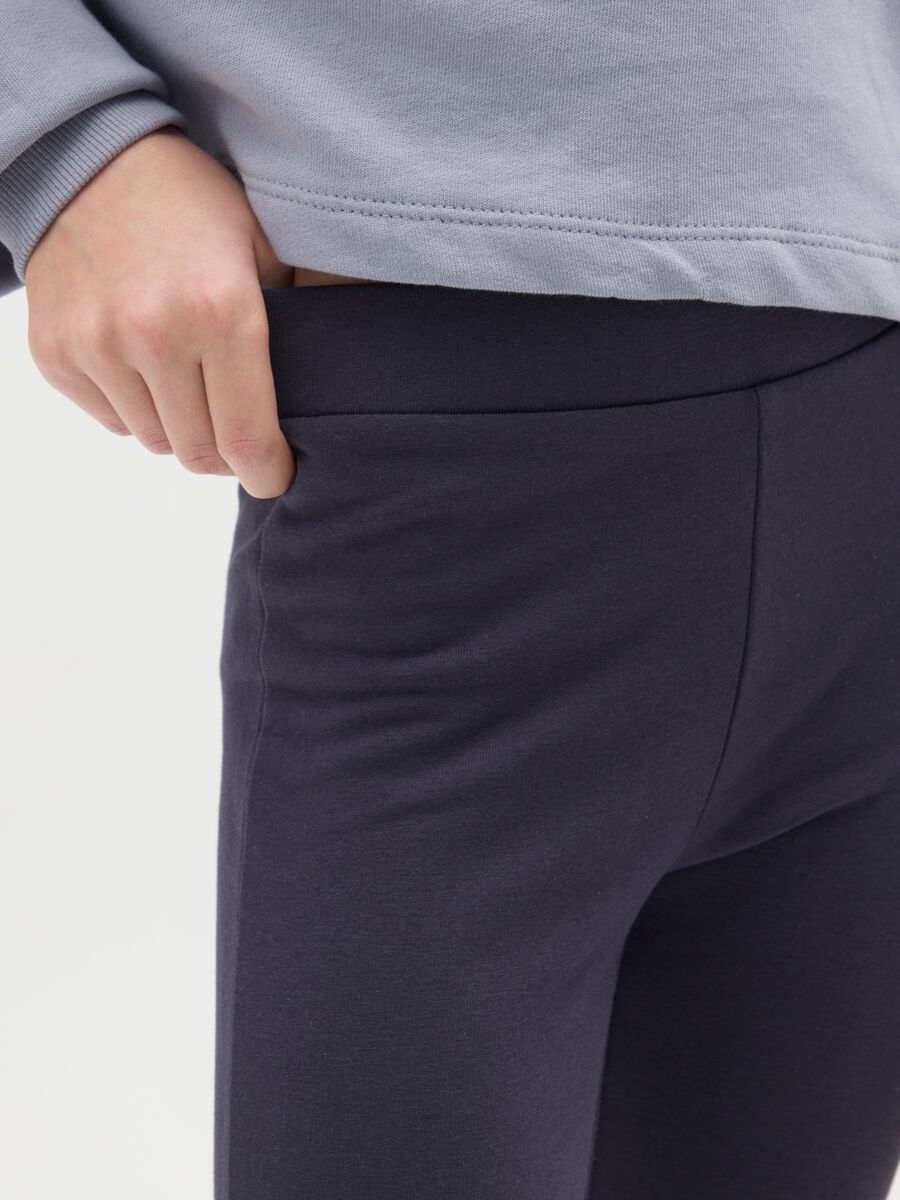 Leggings flare da ragazza in misto cotone elasticizzato blu_2