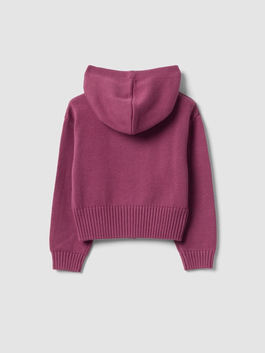 Girls&rsquo; Purple Hooded Cotton-Blend Cardigan_1