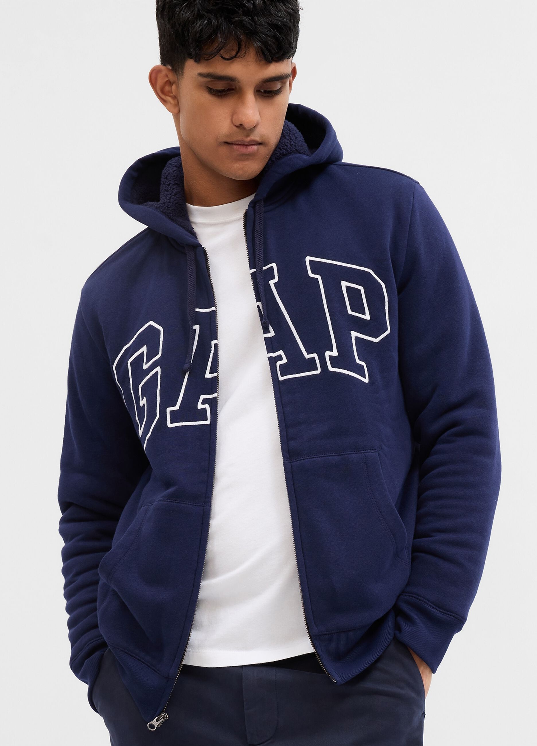 Full-zip con interno in sherpa ricamo logo_0