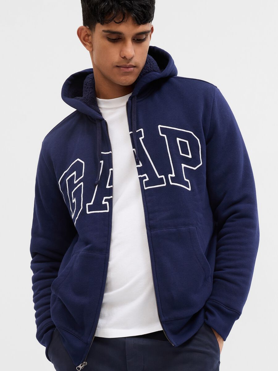 Full-zip con interno in sherpa ricamo logo_0