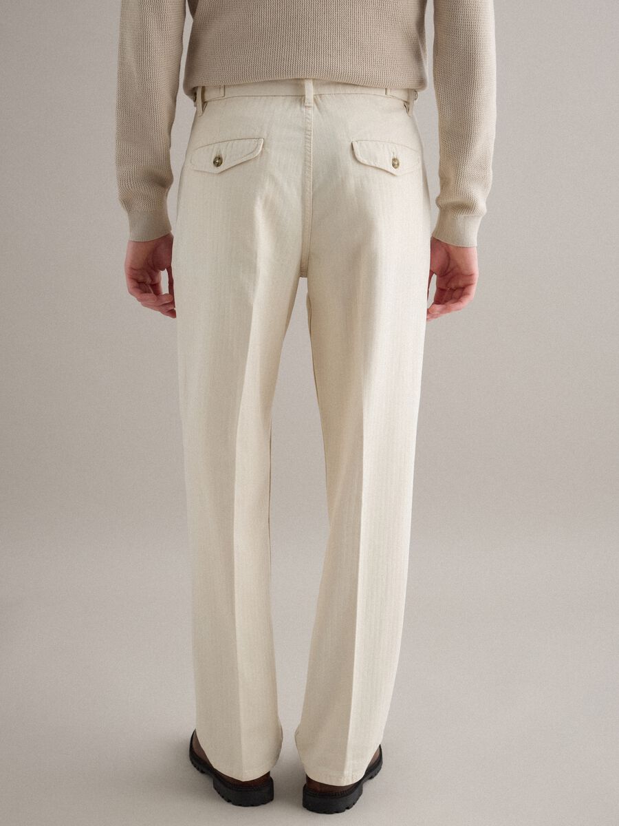 Beige Regular Fit Cotton Chinos_2