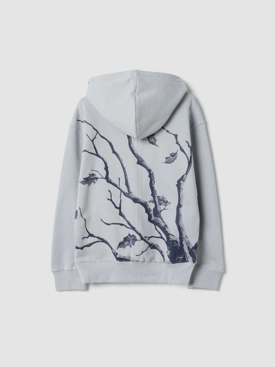 Grey cotton-blend hoodie with chest print, regular fit_1