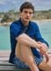Blue regular-fit pure linen shirt with double pocket_0
