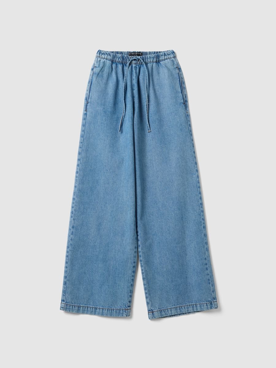 Azure Denim Pure Cotton Jogger Trousers Regular Fit_0