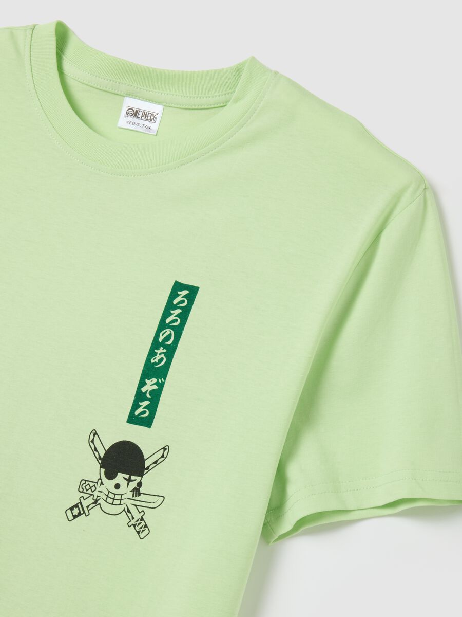 Men's pure cotton green regular fit T-shirt with One Piece print_1