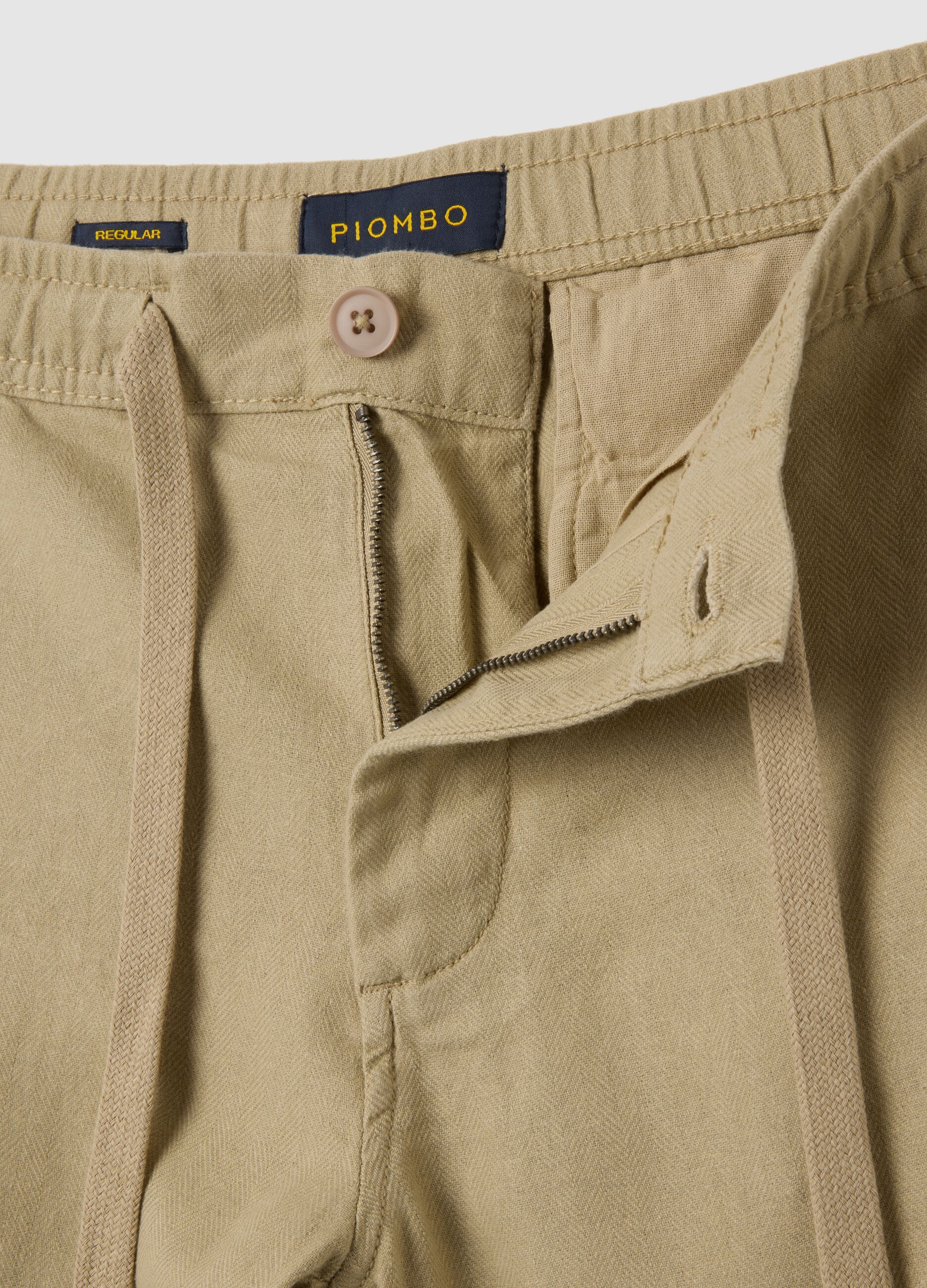 Men's beige cotton blend shorts regular fit