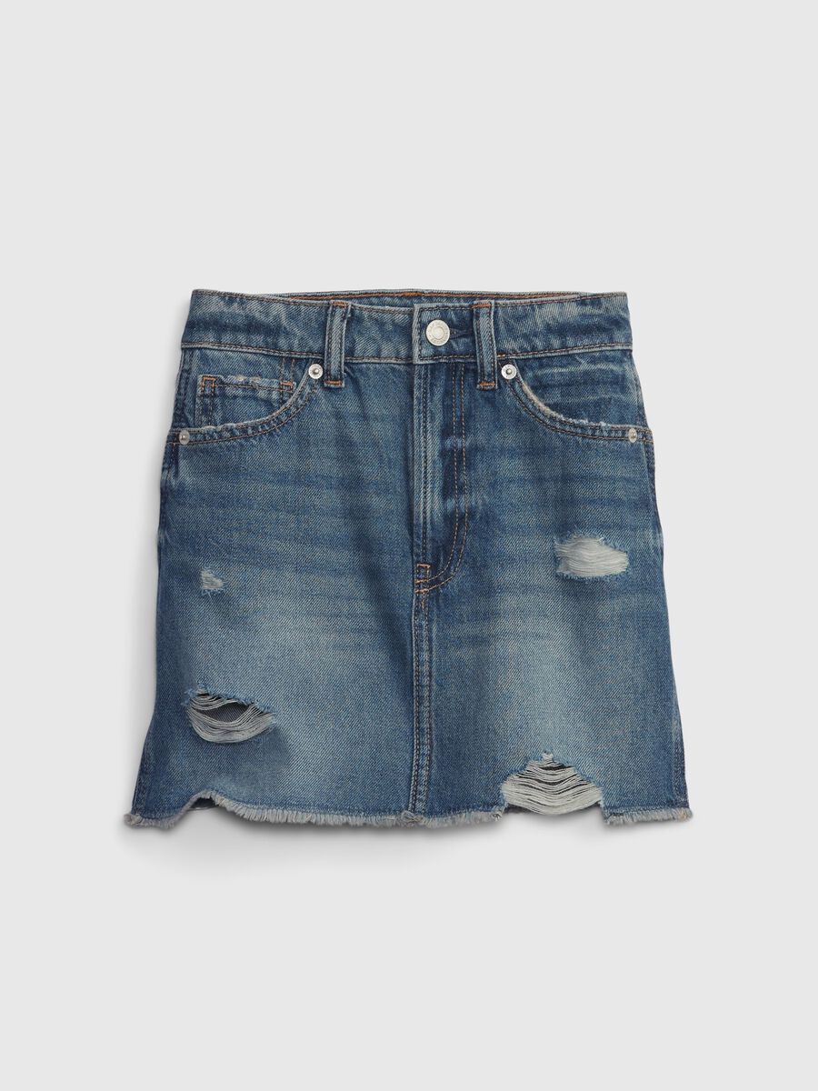 Skirt in distressed-effect denim_0