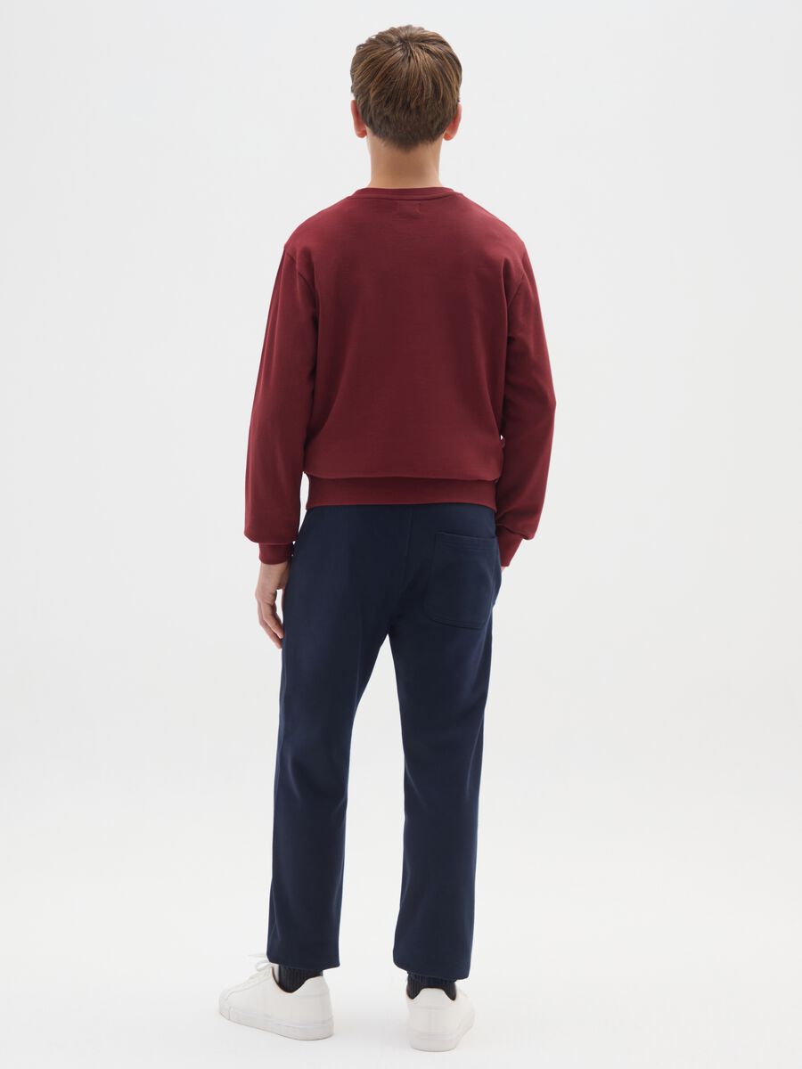 Pantaloni jogger da ragazzo in puro cotone blu regular fit_1
