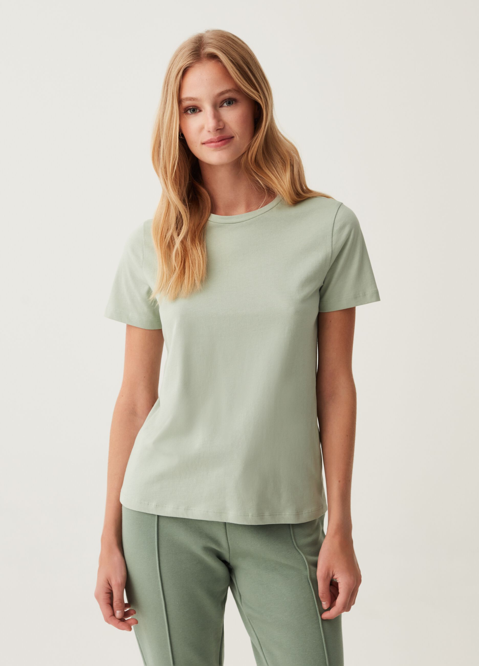 T-shirt in cotone con scollo rotondo_1