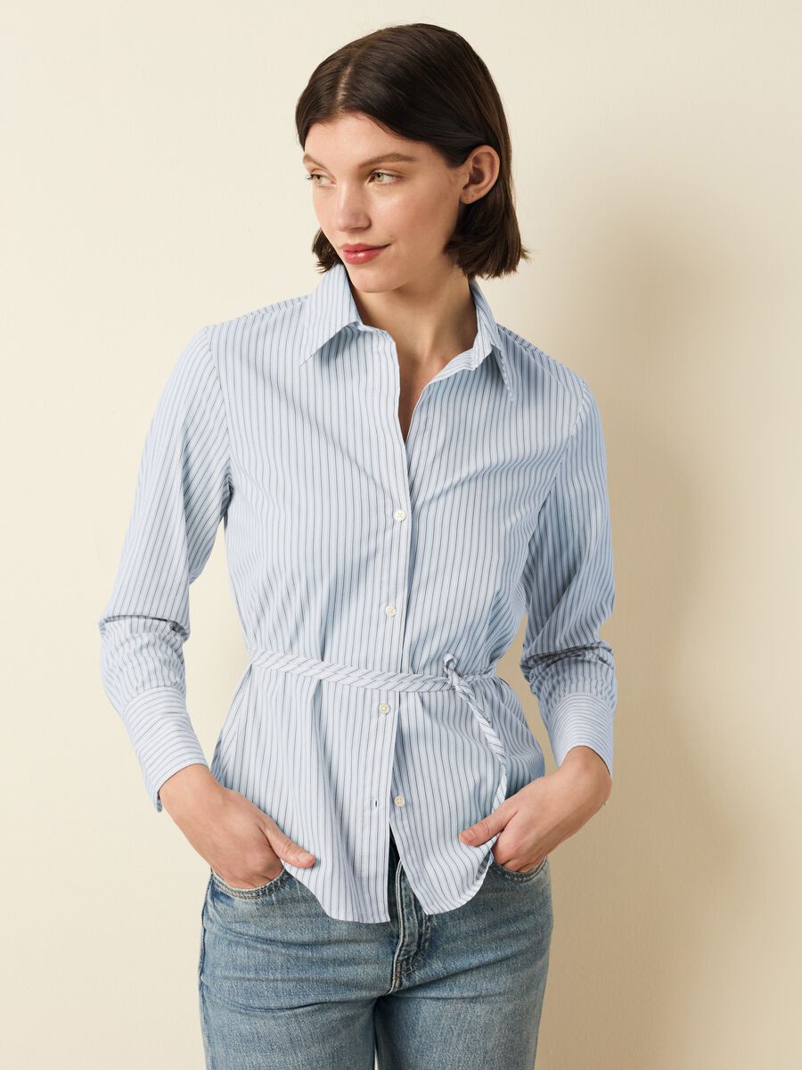 Striped shirt with belt_0