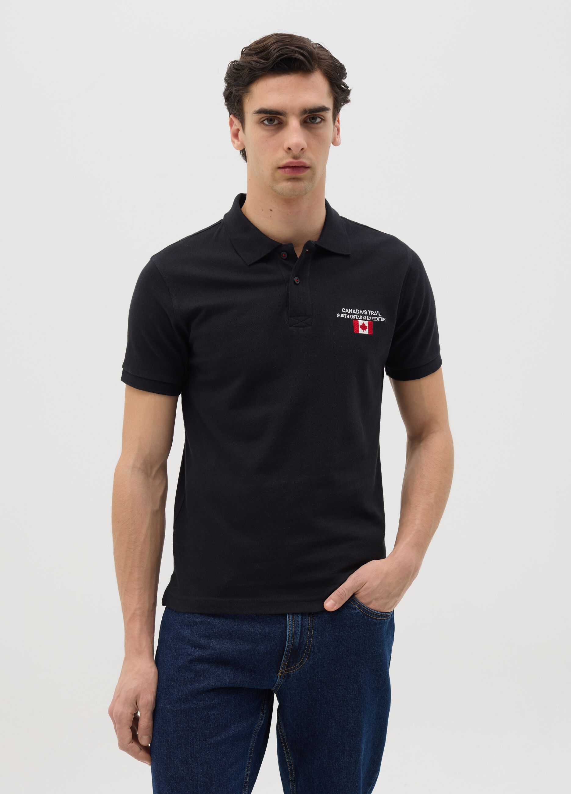 Piquet polo shirt with embroidered logo