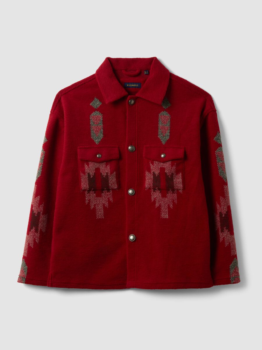 Shacket rossa regular fit con fantasia jacquard_4
