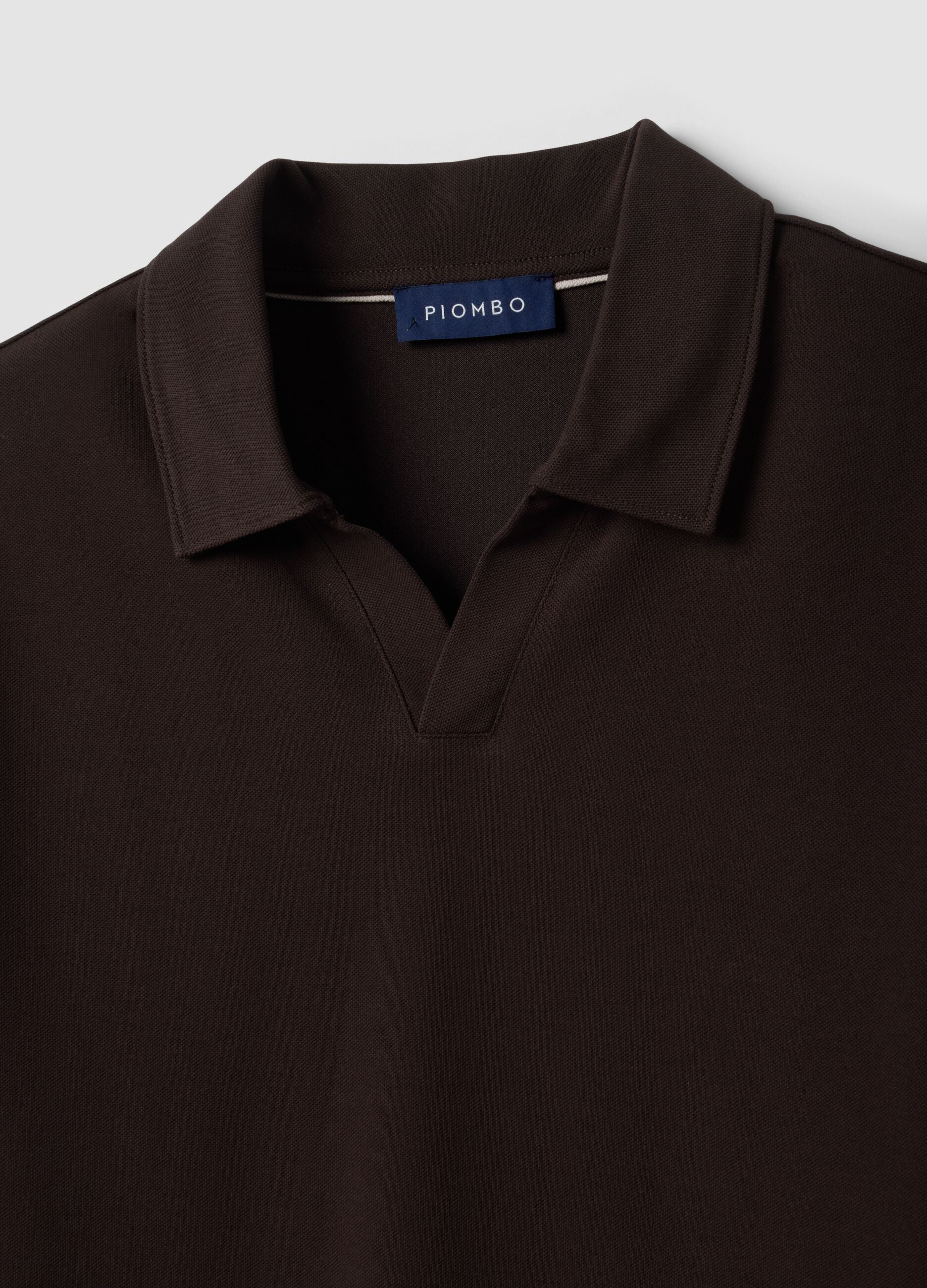 Brown 2-Way Stretch cotton polo shirt, regular fit