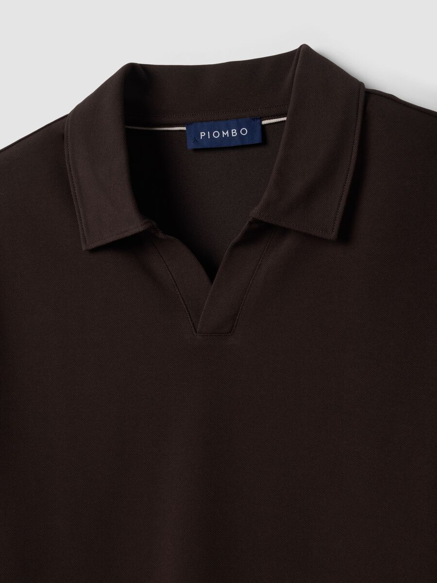 Brown 2-Way Stretch cotton polo shirt, regular fit_1