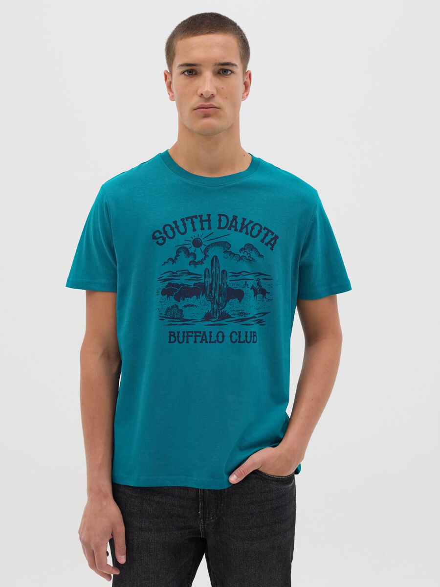 Teal South Dakota Print T-shirt by OVS_0