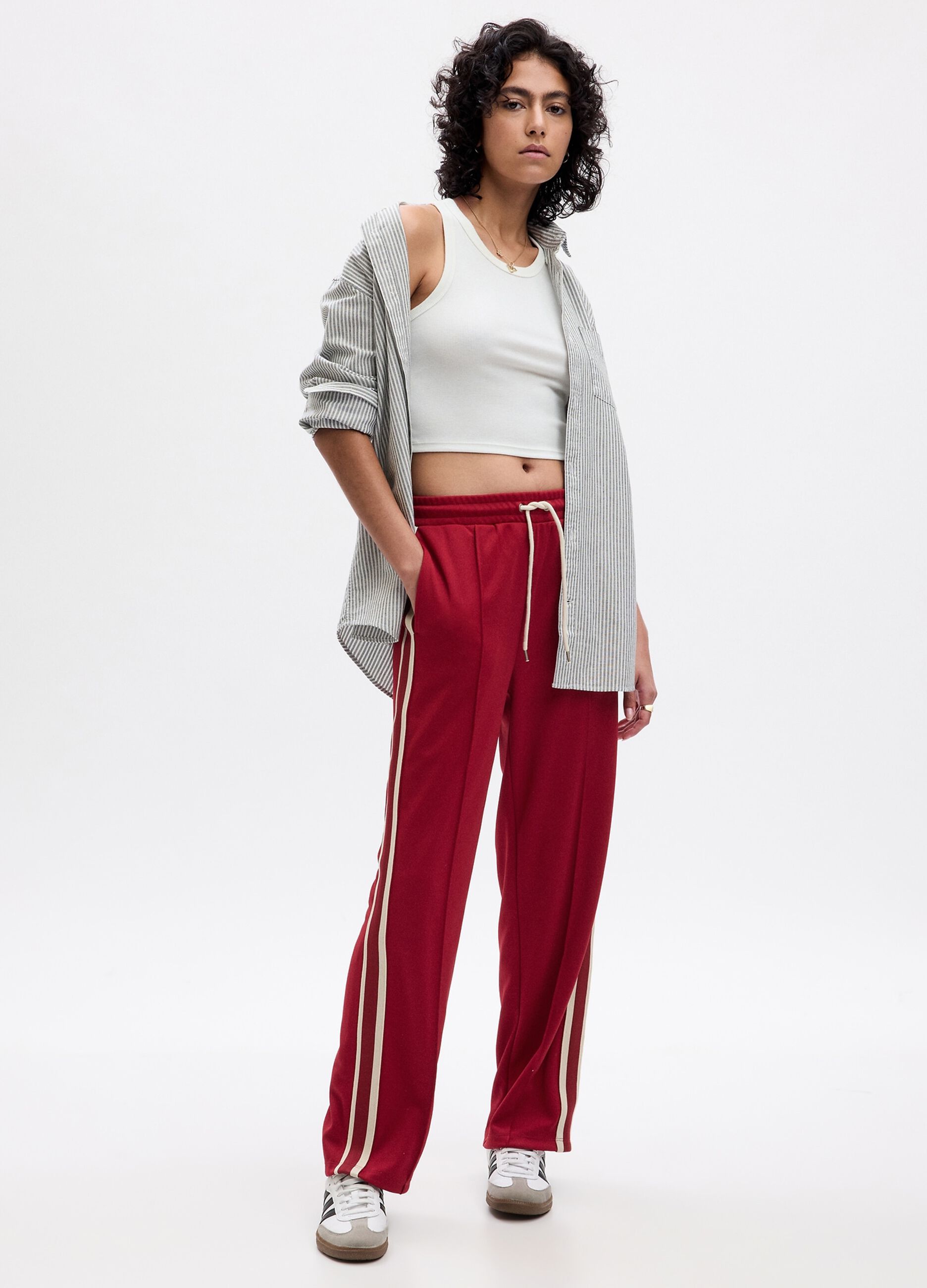 Joggers straight fit con bande a contrasto