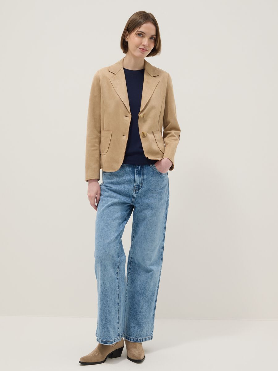 Giacca leggera beige regular fit con tasche_2