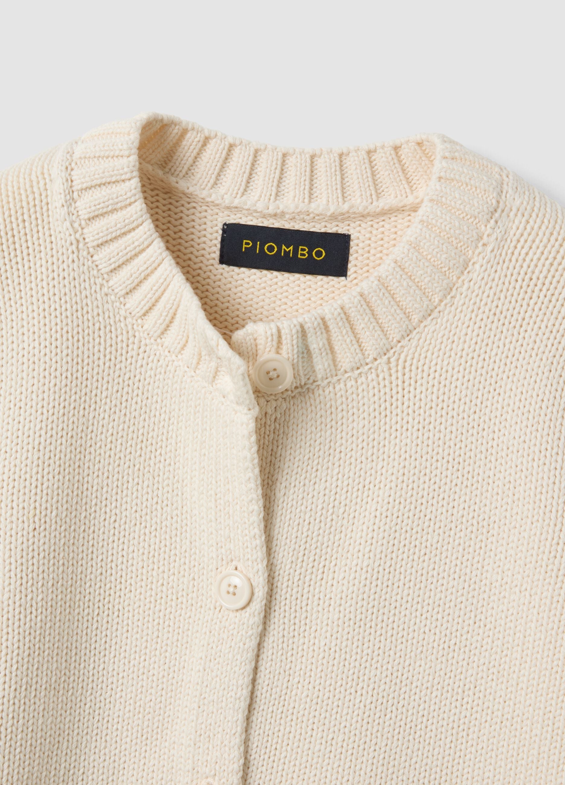 Beige pure cotton cardigan with buttons, regular fit