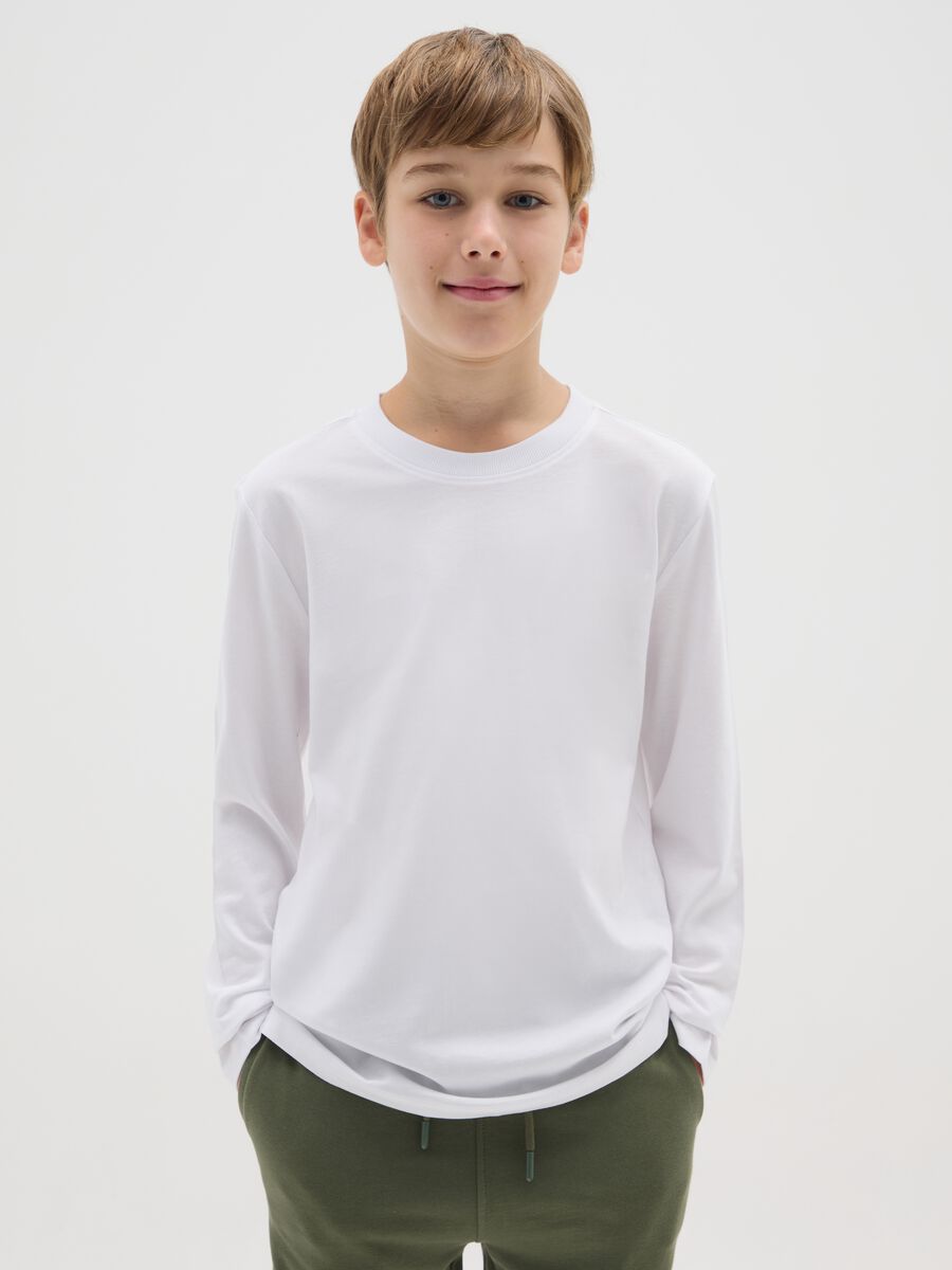 T-shirt bianca da ragazzo a maniche lunghe_0