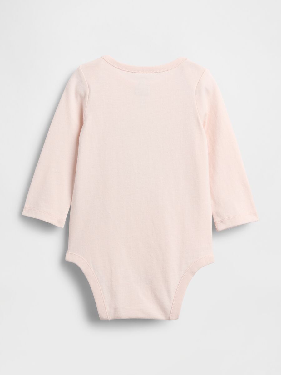 Pink cotton bodysuit for unisex newborns_1
