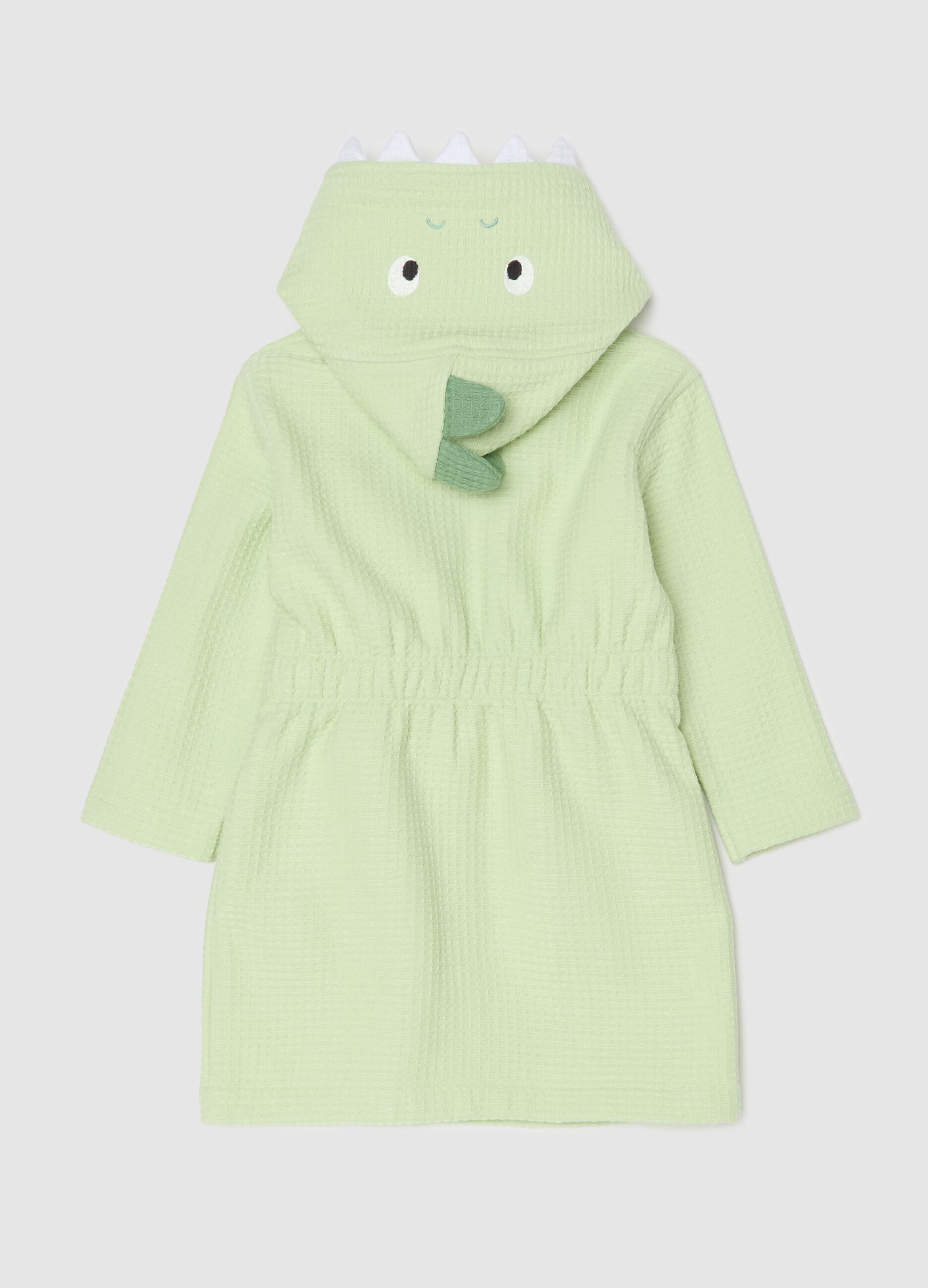 Dinosaur bathrobe with waffle weave