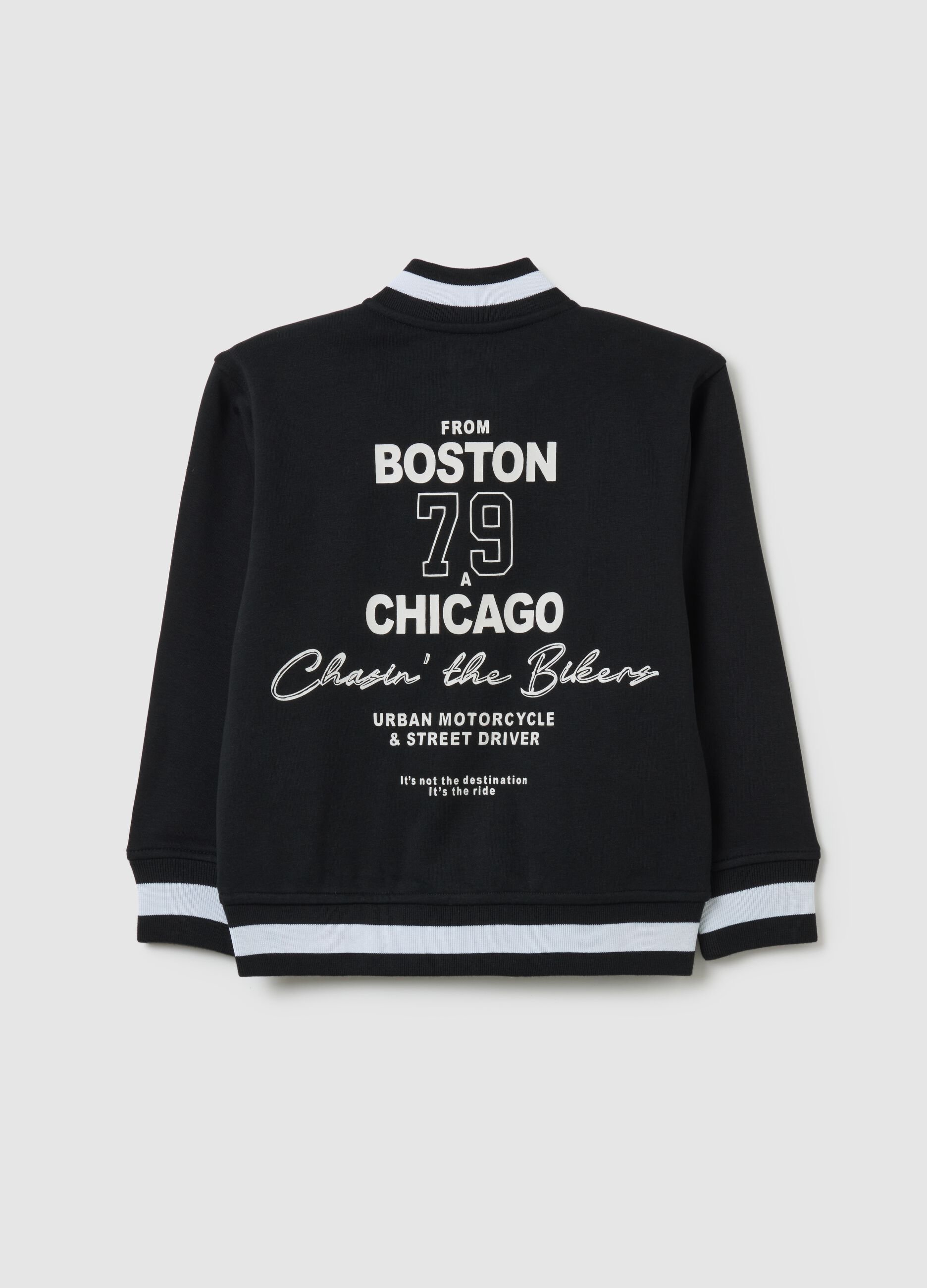 Children's black regular fit cotton blend sweatshirt