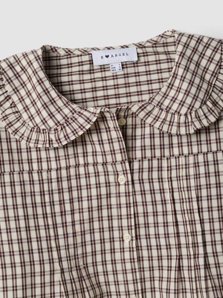 Brown checked cotton-blend poplin shirt_5