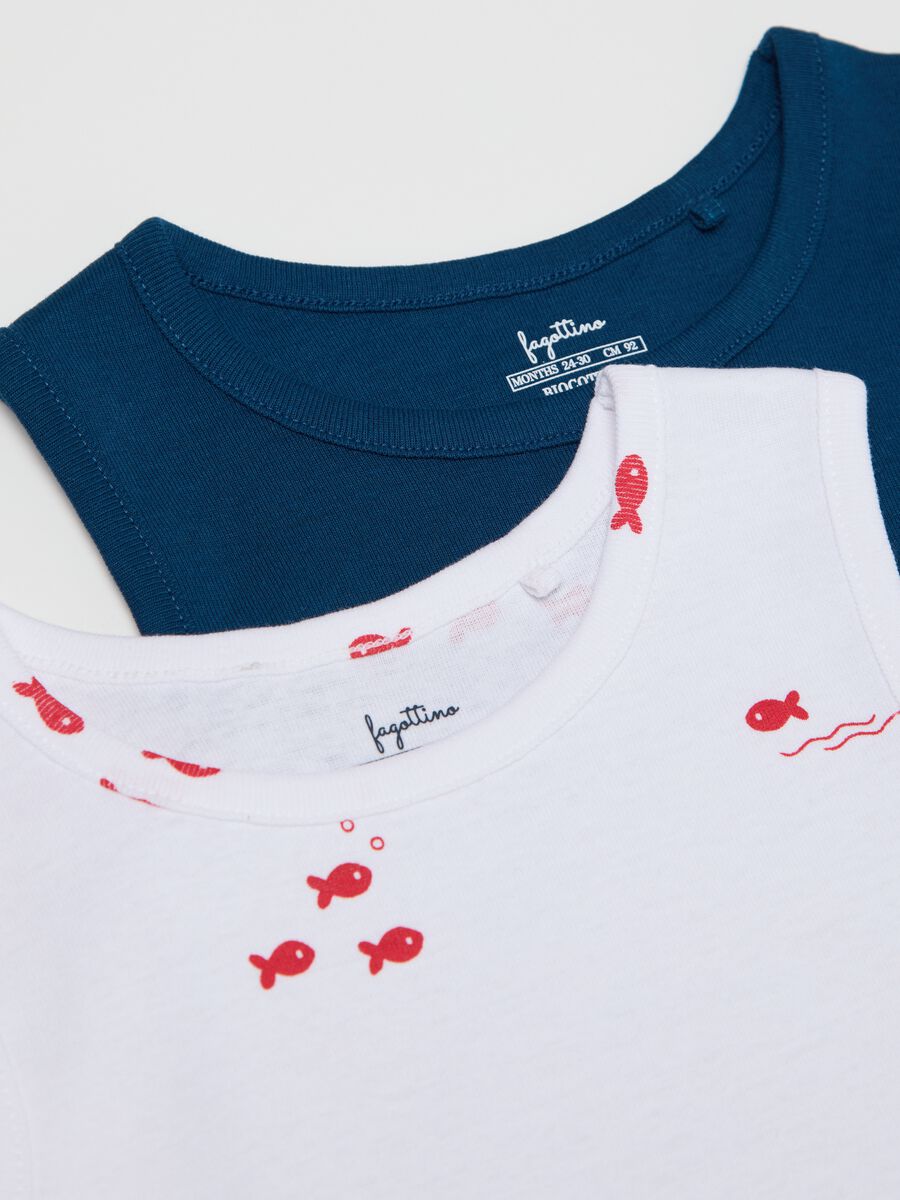 Three-pack white and blue bodysuits in organic cotton with print_3
