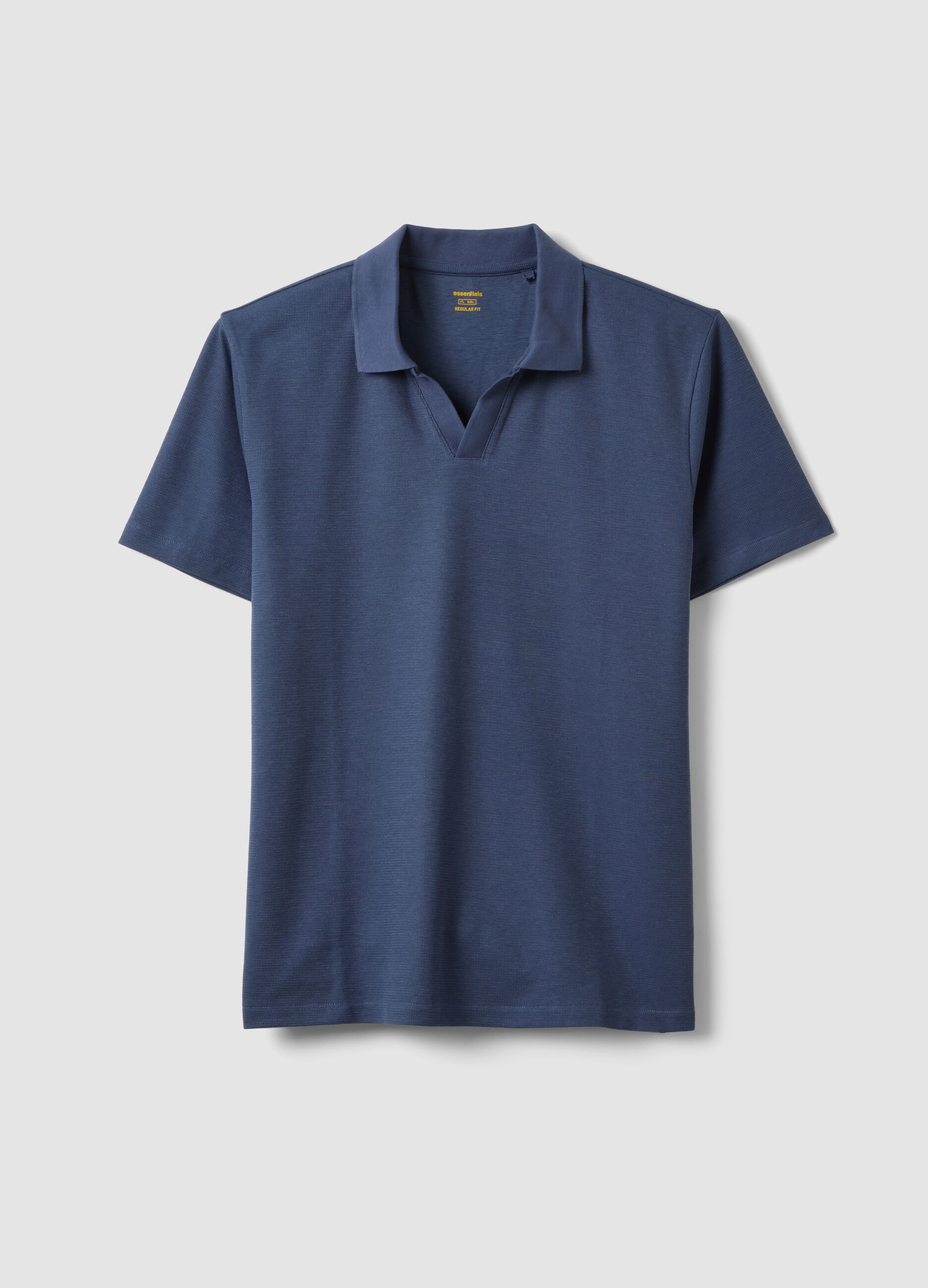 Blue stretch cotton polo shirt