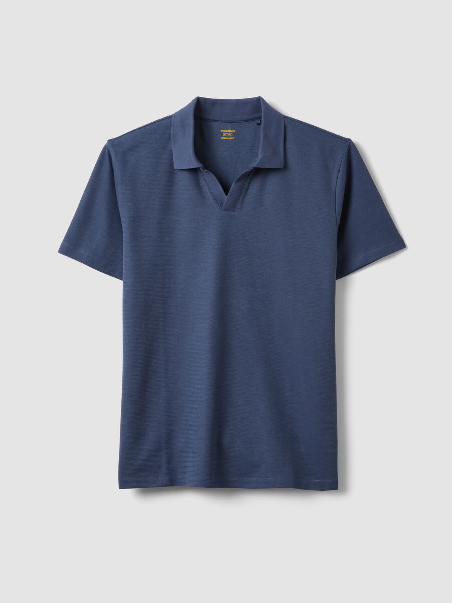 Blue stretch cotton polo shirt_0