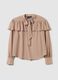 Beige Crepe Regular Fit Blouse with Ruffles_4