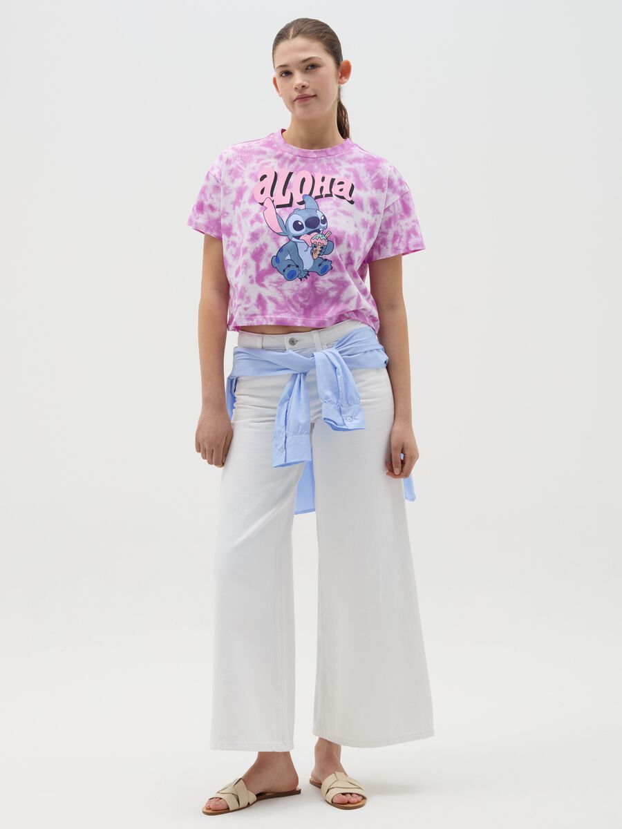 Tie-dye T-shirt with Stitch print_1