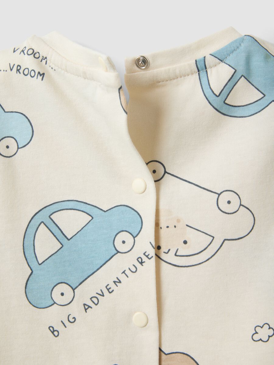 T-shirt in puro cotone beige da neonato regular fit con stampe_3