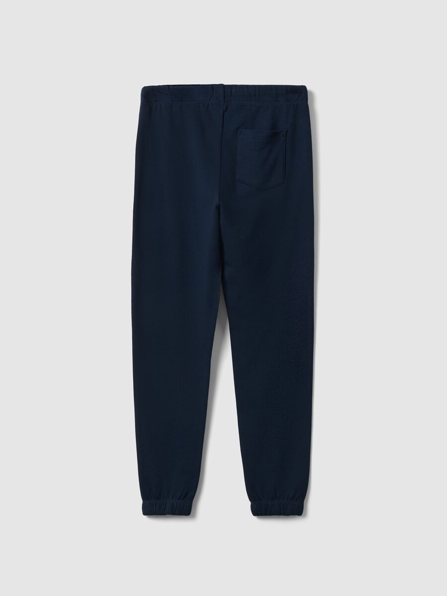 Pantaloni jogger blu in misto cotone e viscosa da ragazzo regular fit_4