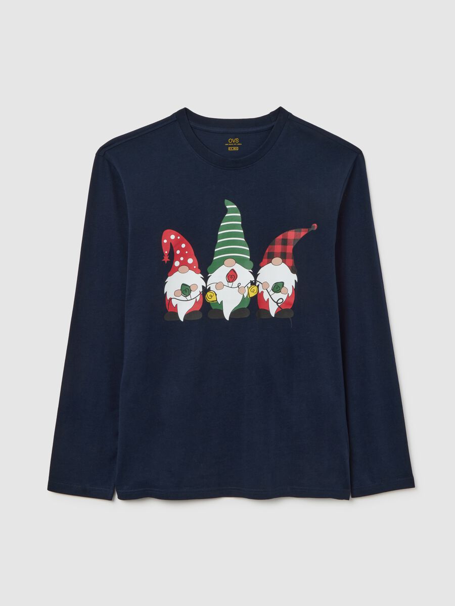 Blue pure cotton regular fit Christmas pyjama top_4