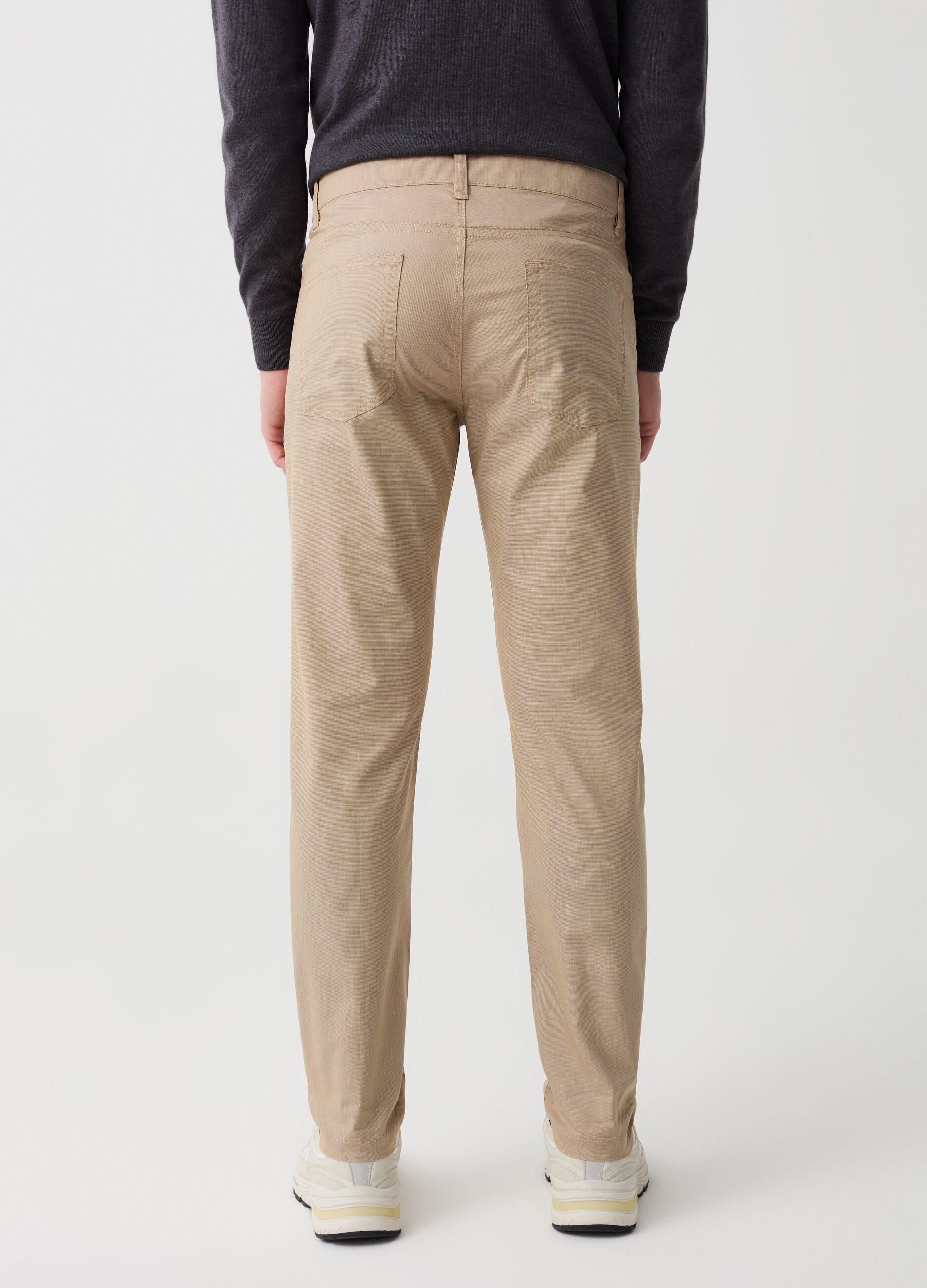 Five-pocket trousers with micro weave