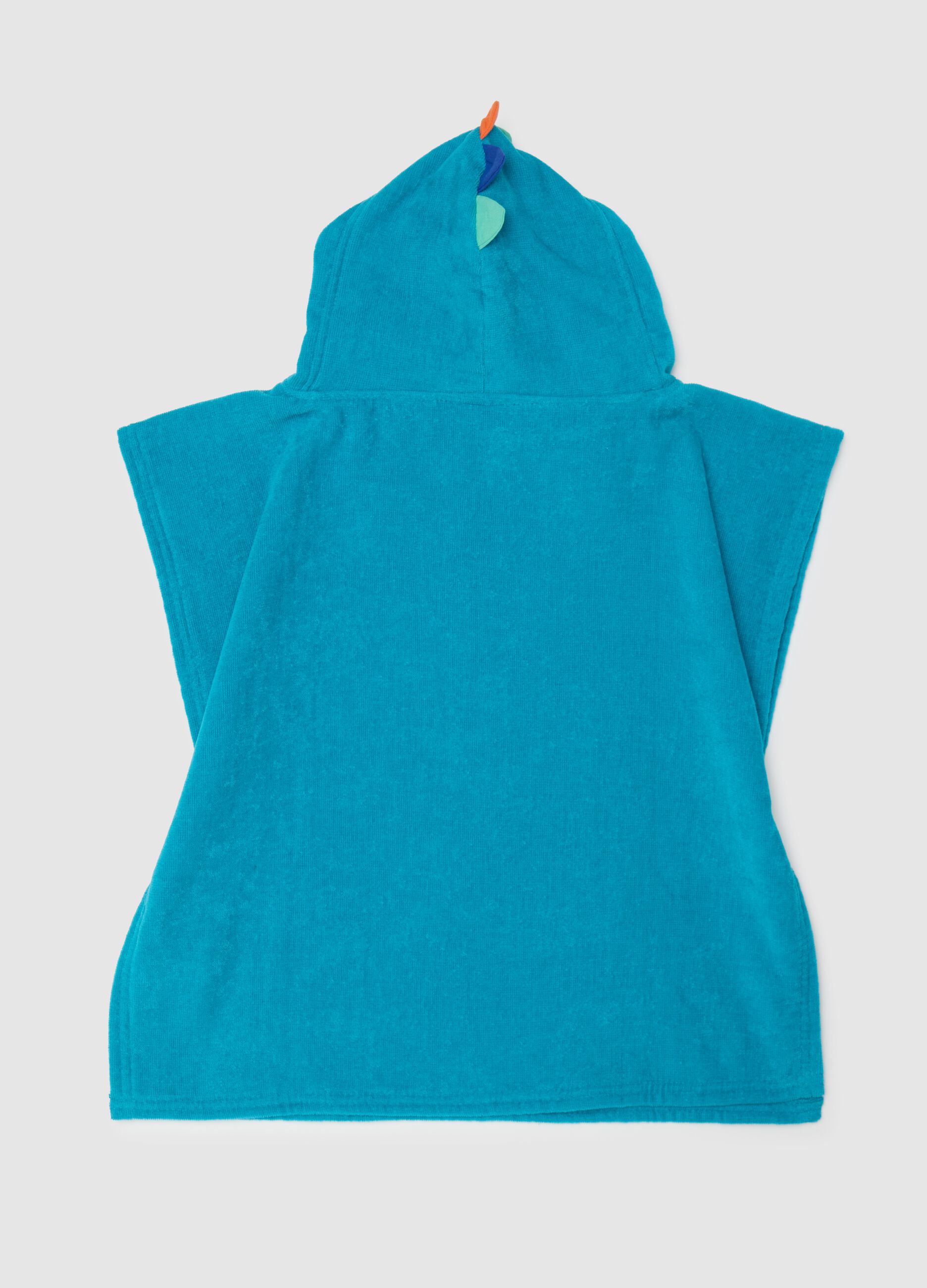 Blue cotton hooded children's towel poncho