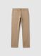 Beige Stretch Cotton Regular Fit Trousers_4