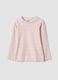 Pink slim-fit polka-dot stretch organic cotton top for baby girl_0