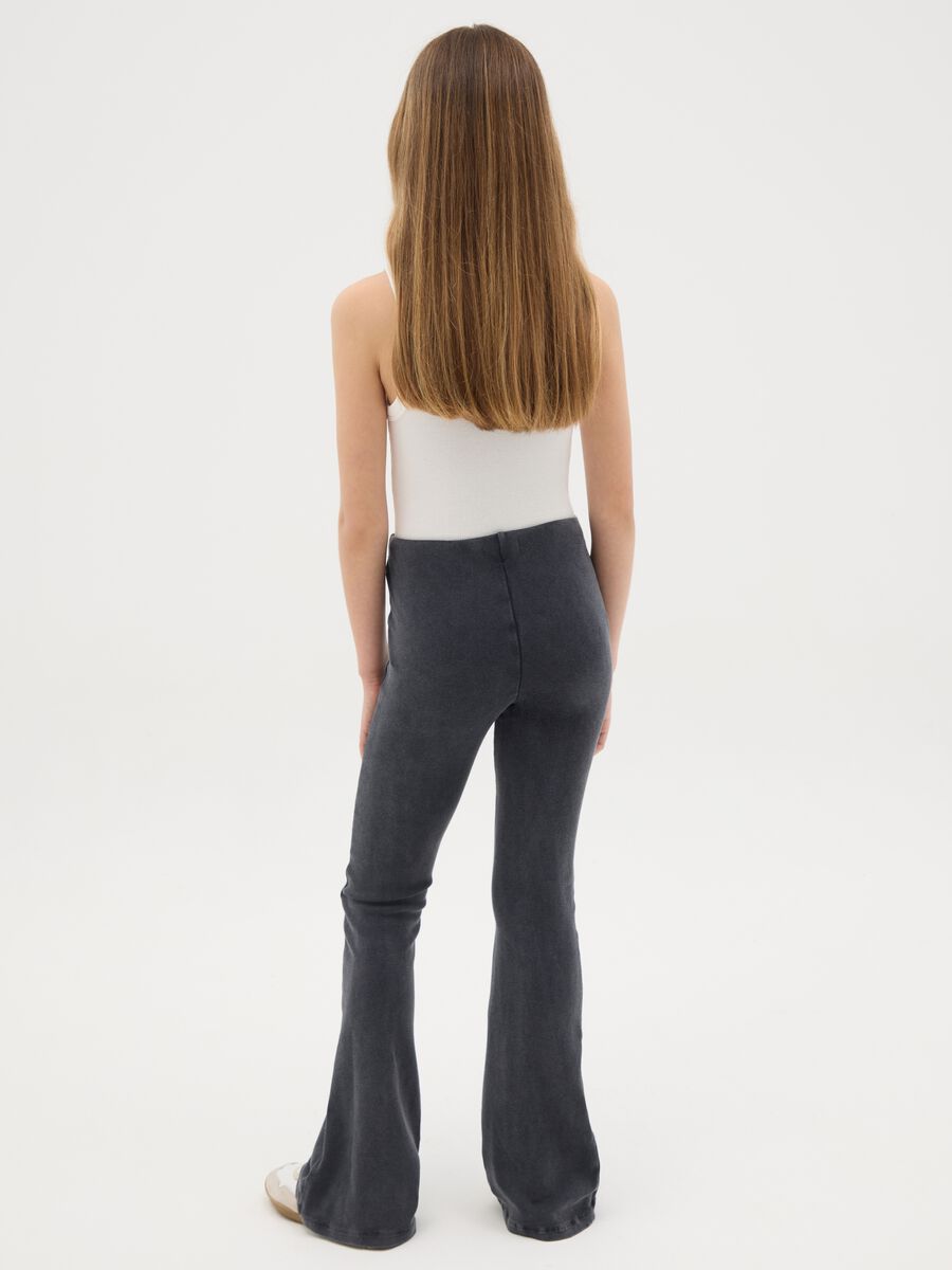 Black flare leggings in stretch cotton OVS Kids_3