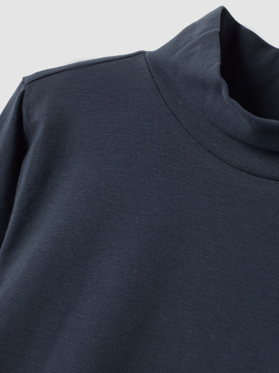 Blue organic stretch cotton crew-neck T-shirt_2
