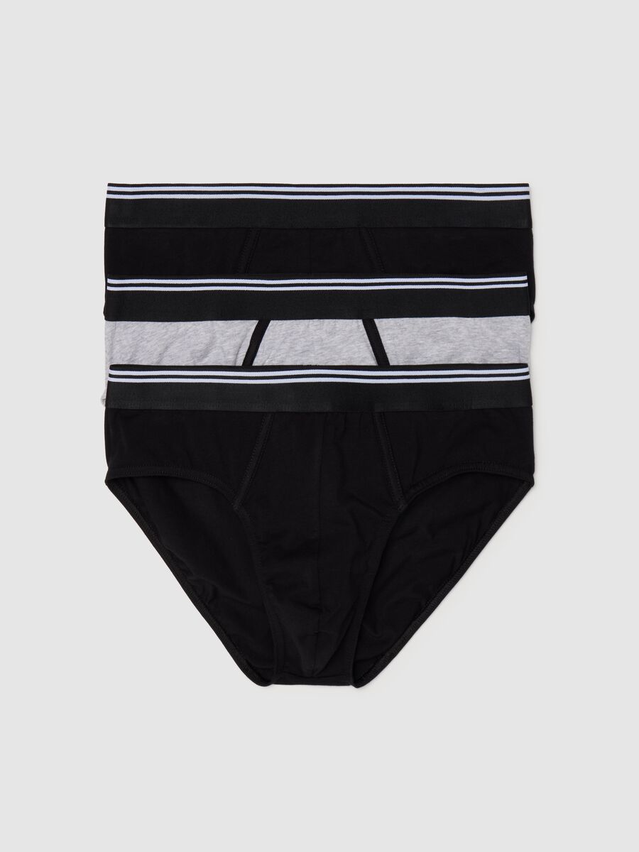 Three-pack briefs in stretch cotton with striped detail_4