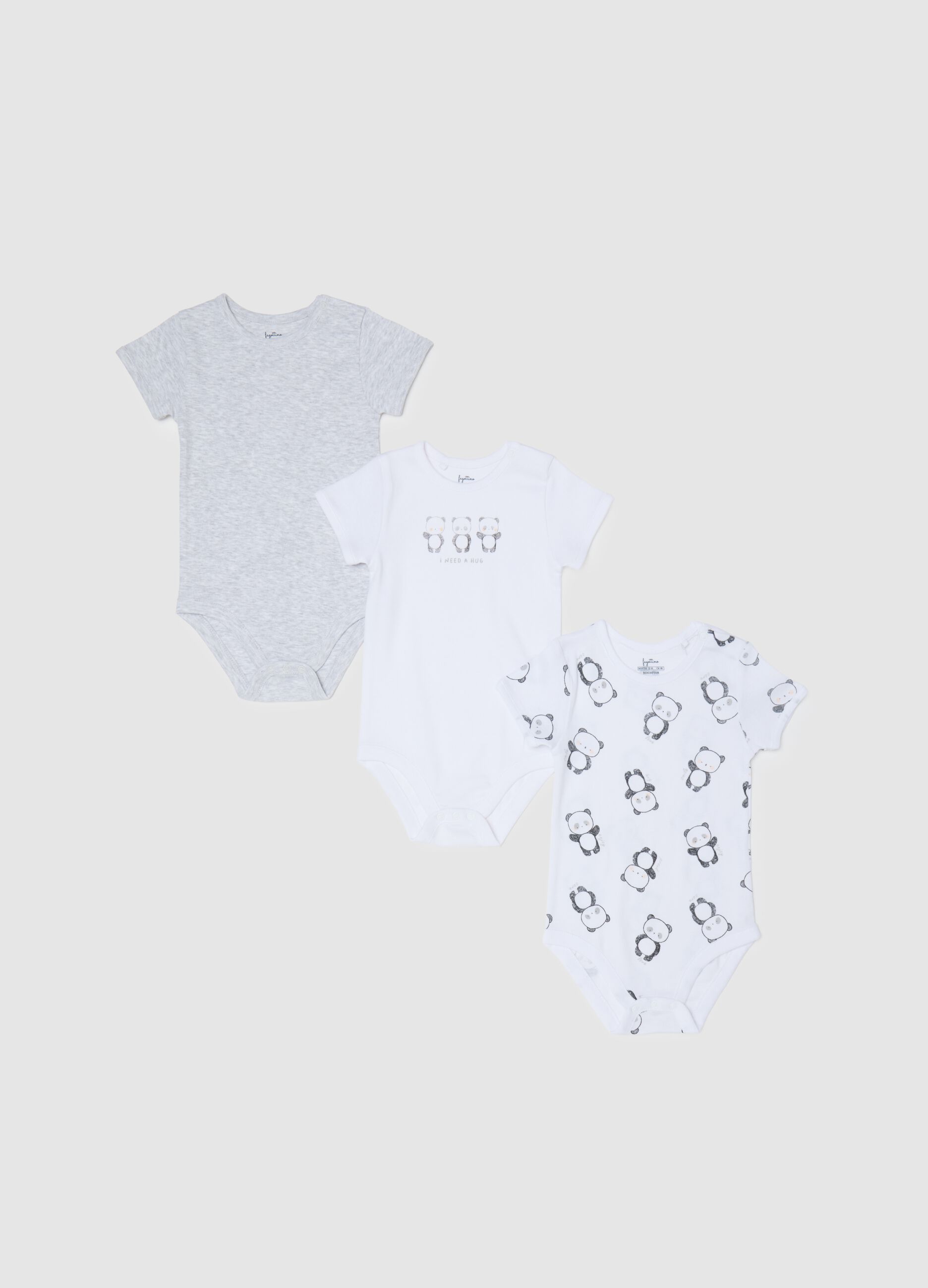 Multicolour pure cotton baby bodysuit tripack