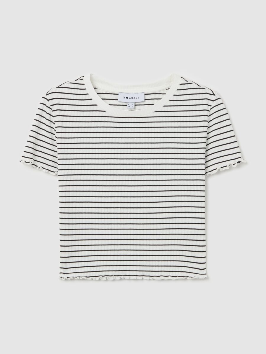Flat-ribbed T-shirt with wavy edging_4