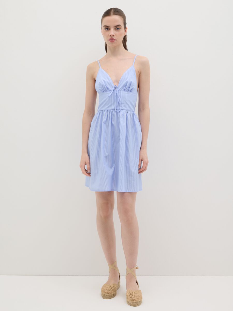 Women's mini dress in multicoloured pure cotton regular fit_0