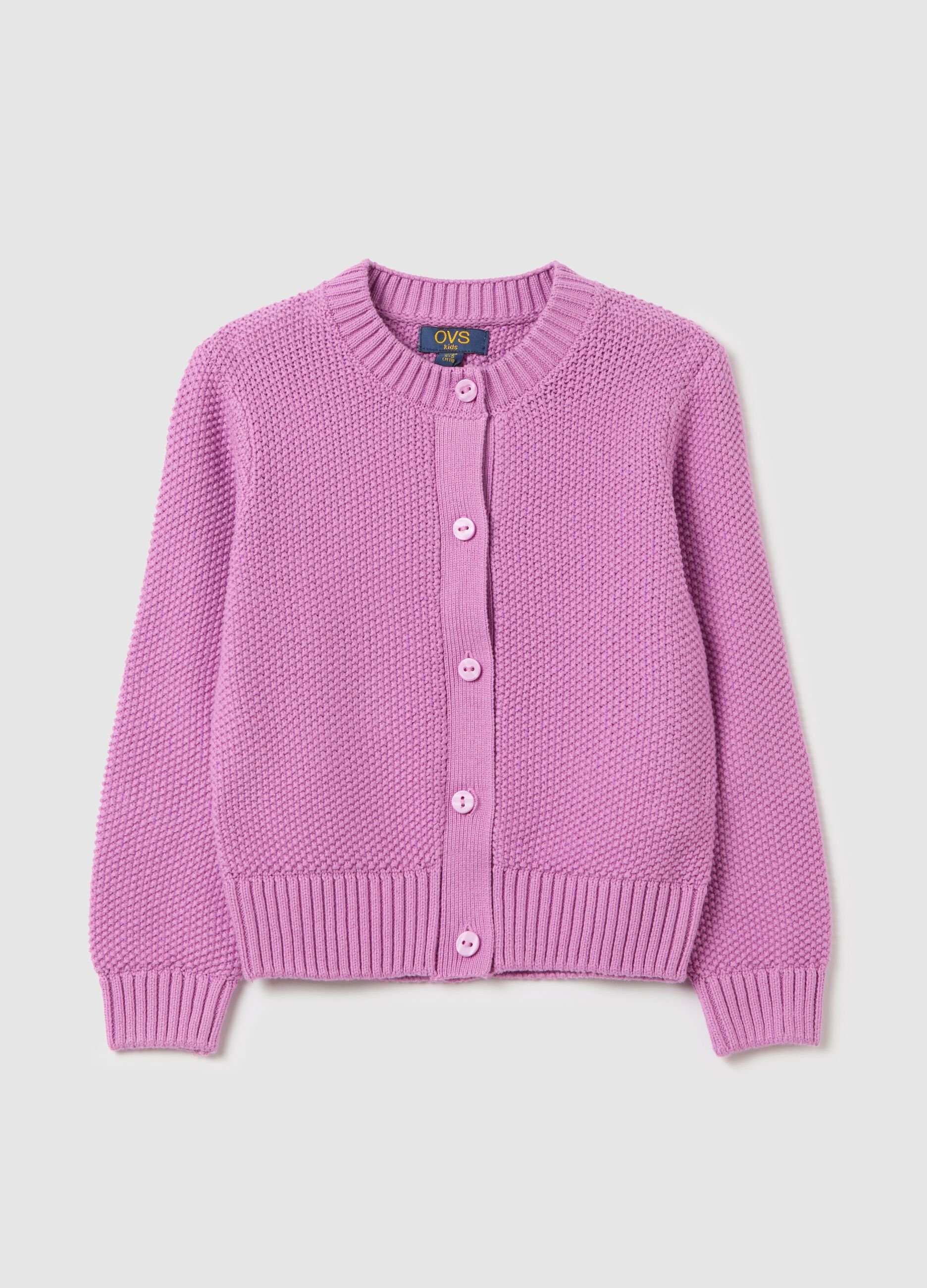 Cotton cardigan with moss stitch design