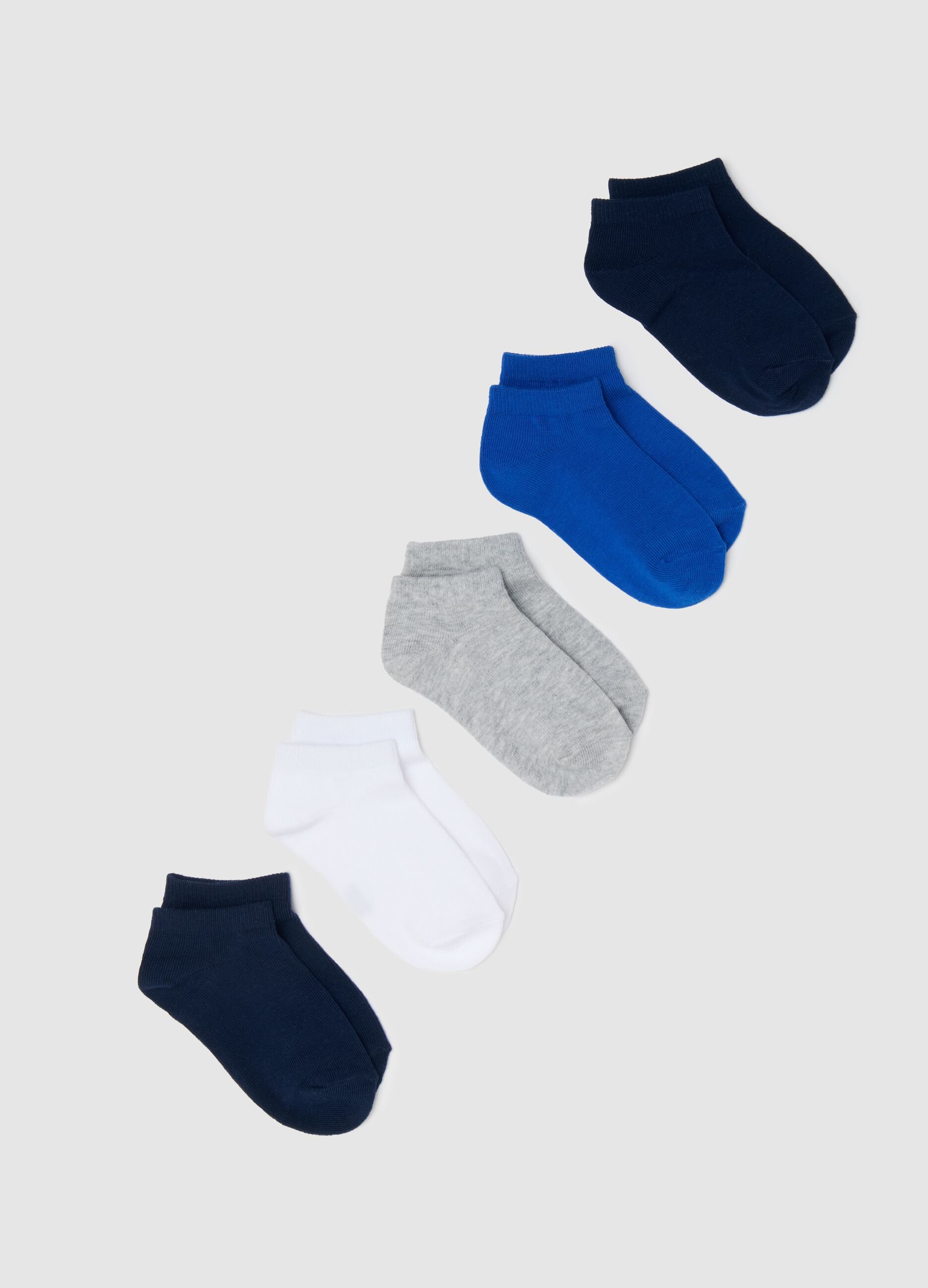 Five-pair pack white and blue stretch shoe liners