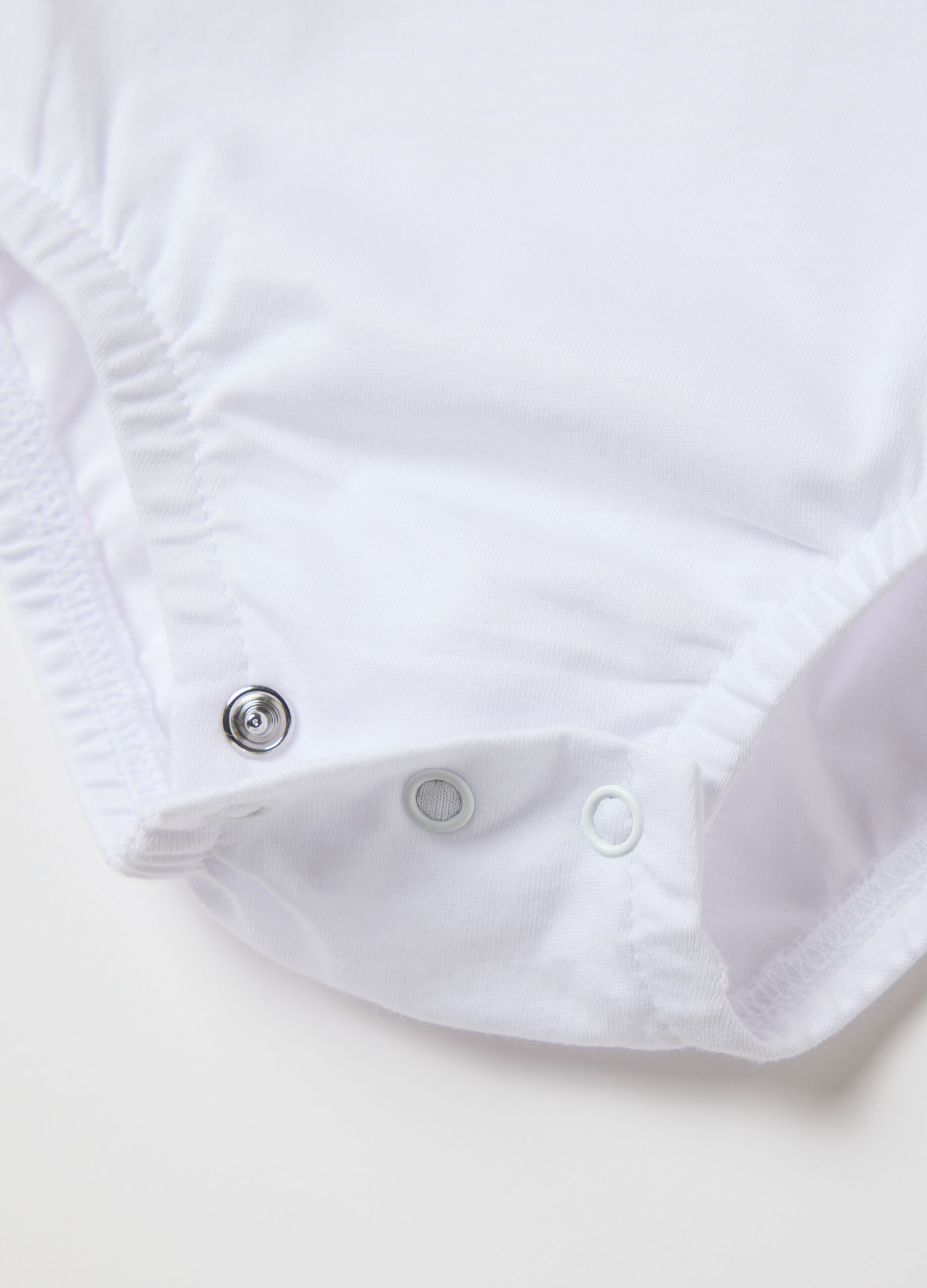 Body da neonato in puro cotone bianco con colletto classico e stampa