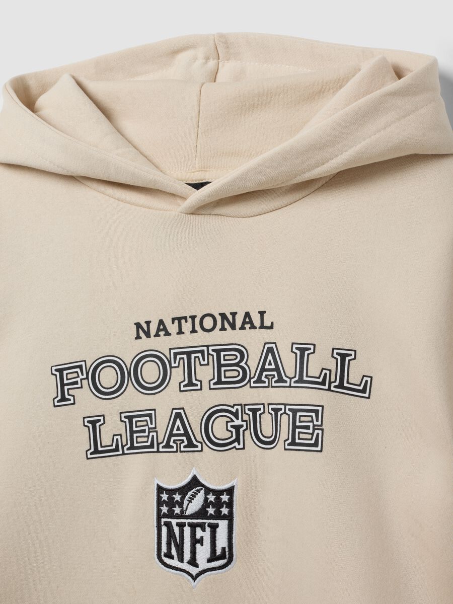 Beige cotton-blend NFL hoodie with printed graphics_1