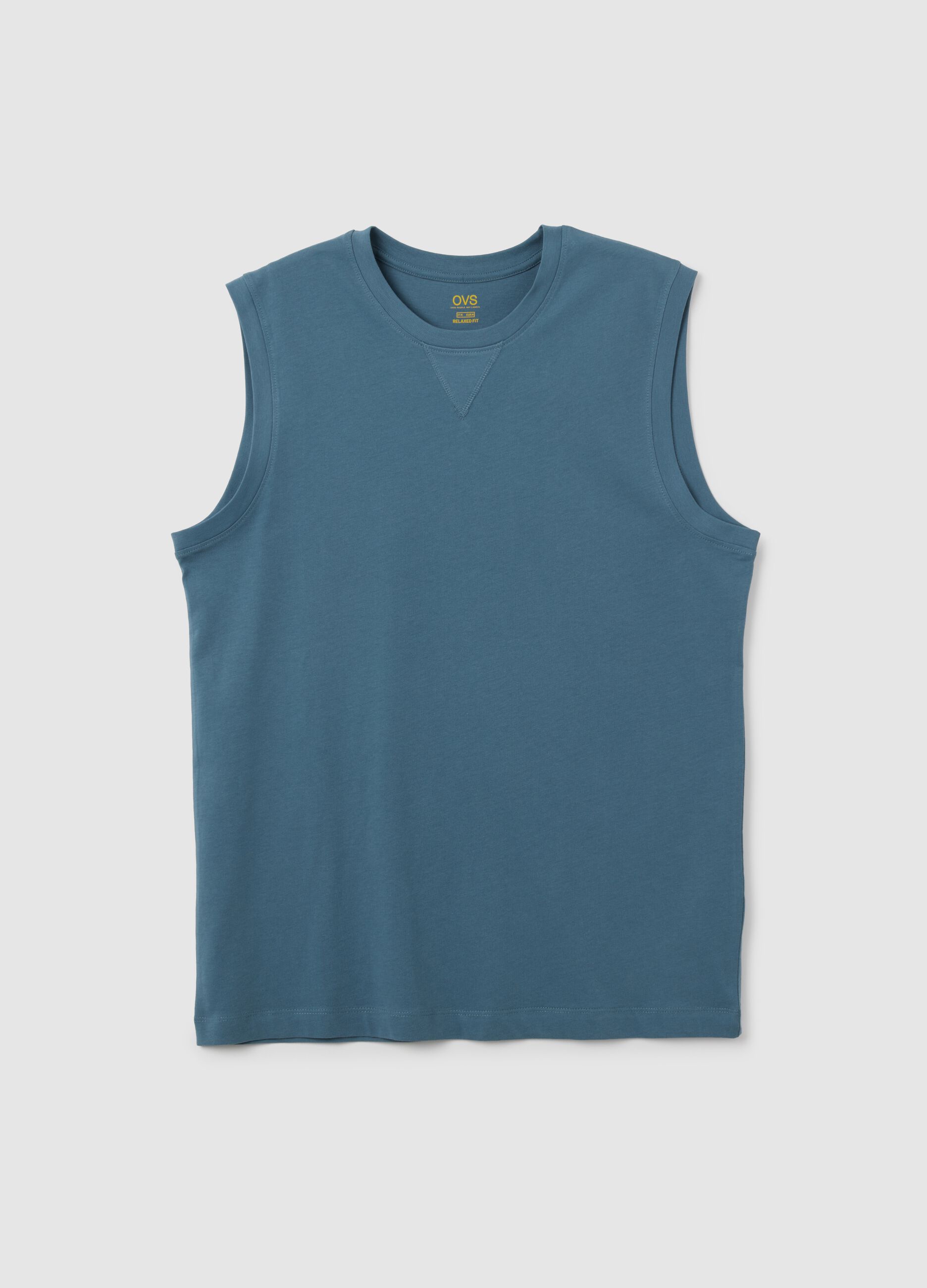 Canotta da uomo in puro cotone blu regular fit
